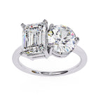 Emerald and round diamond Toi Et Moi engagement ring in Australia