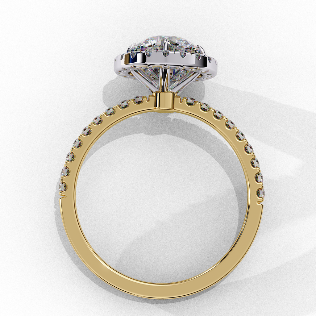 Round brilliant diamond engagement ring with micro pavé gold band