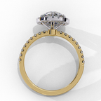 Round brilliant diamond engagement ring with micro pavé gold band