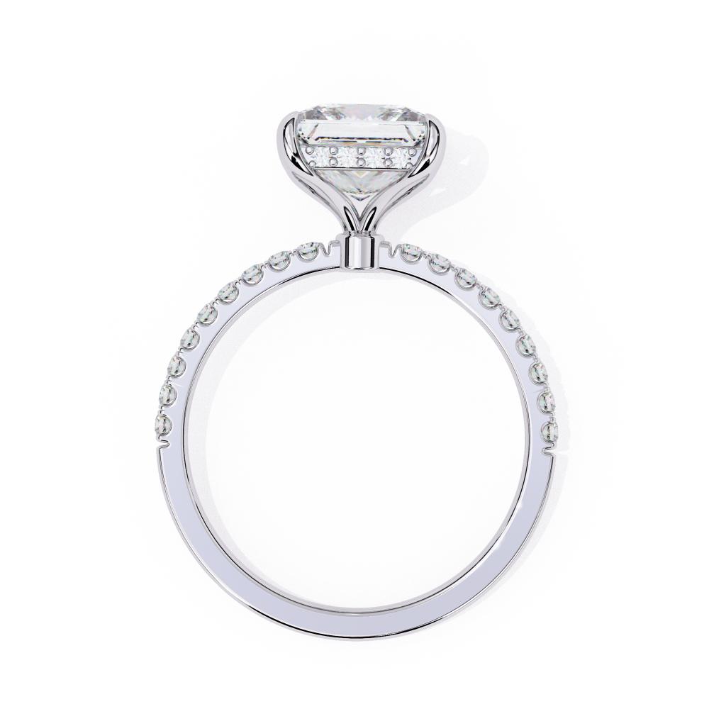 Affordable white gold princess cut diamond pavé ring