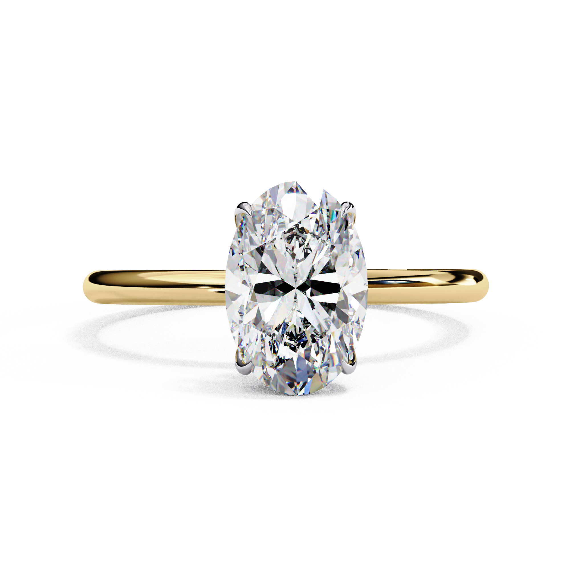 Oval cut diamond engagement ring in yellow gold