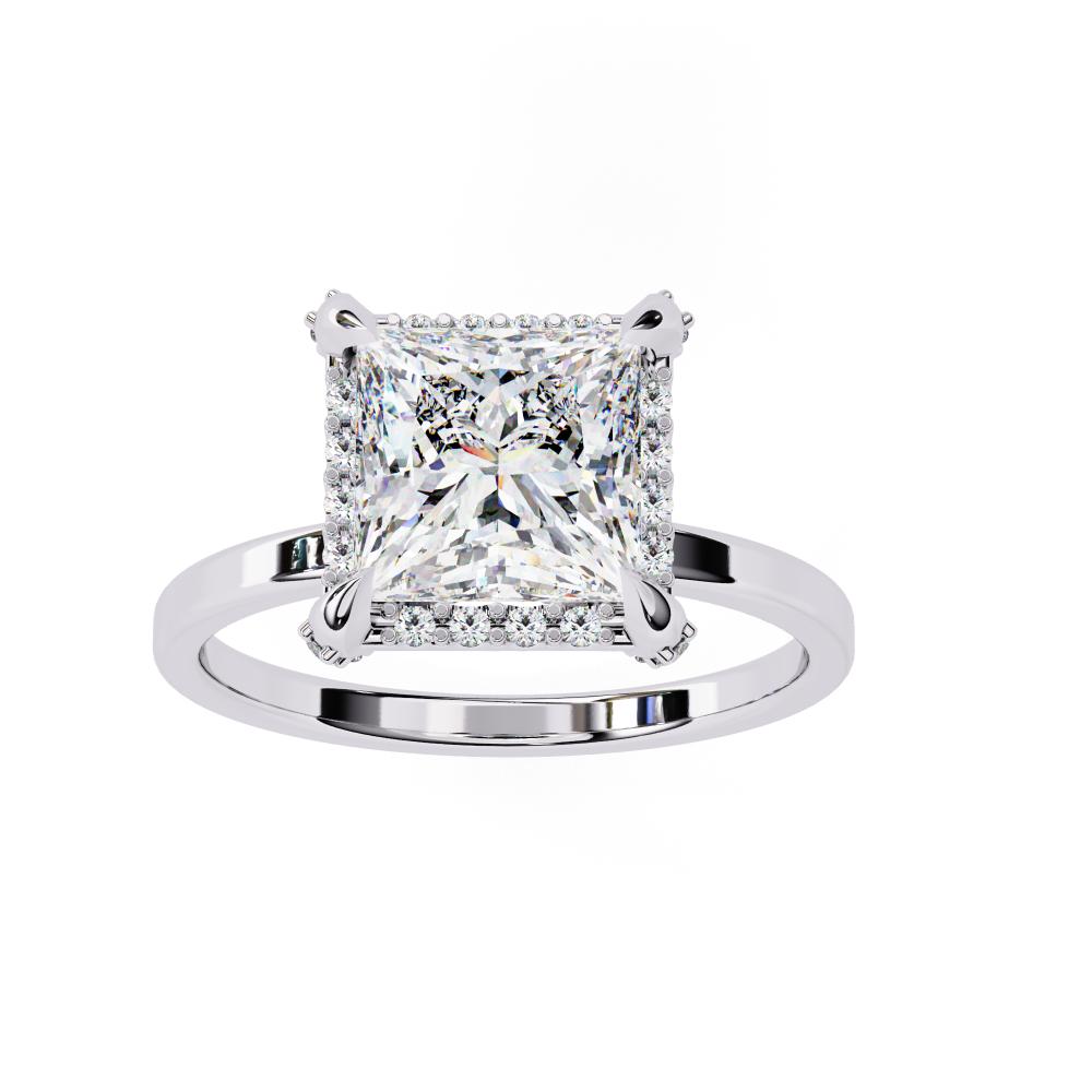 Square princess cut diamond solitaire ring white gold