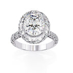 Twisted halo oval diamond ring for engagement