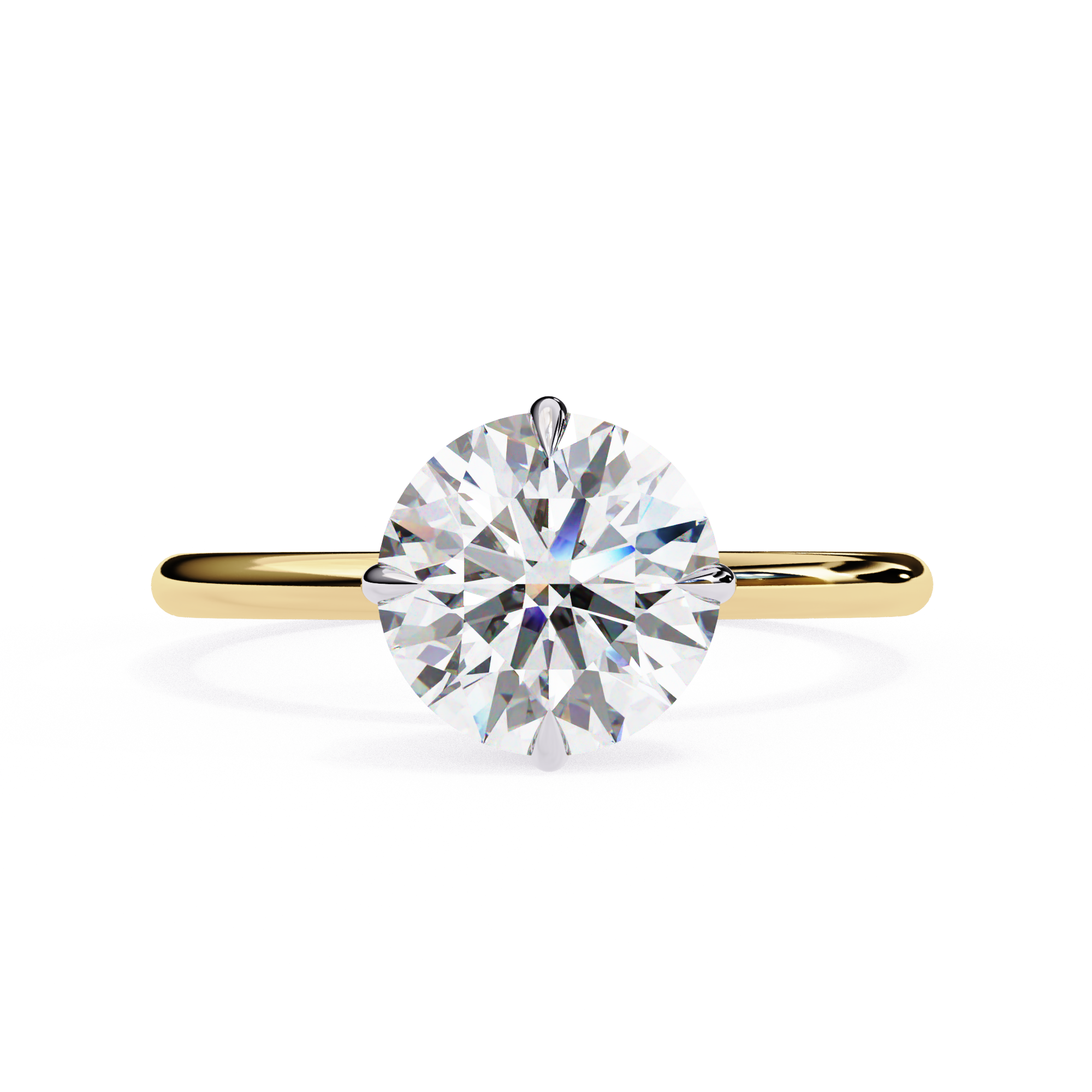 Round diamond engagement ring in yellow gold