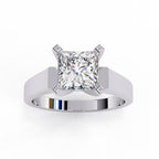 White Gold engagement ring featuring a princess cut solitaire diamond
