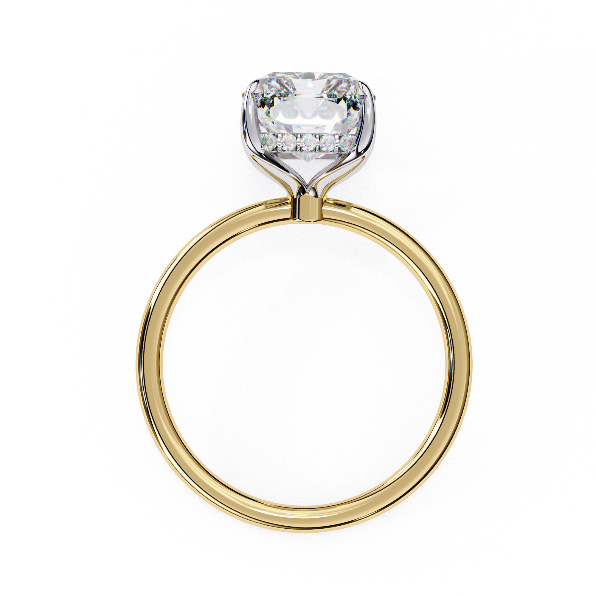 Solitaire diamond ring with Emerald cut and polished gold finish