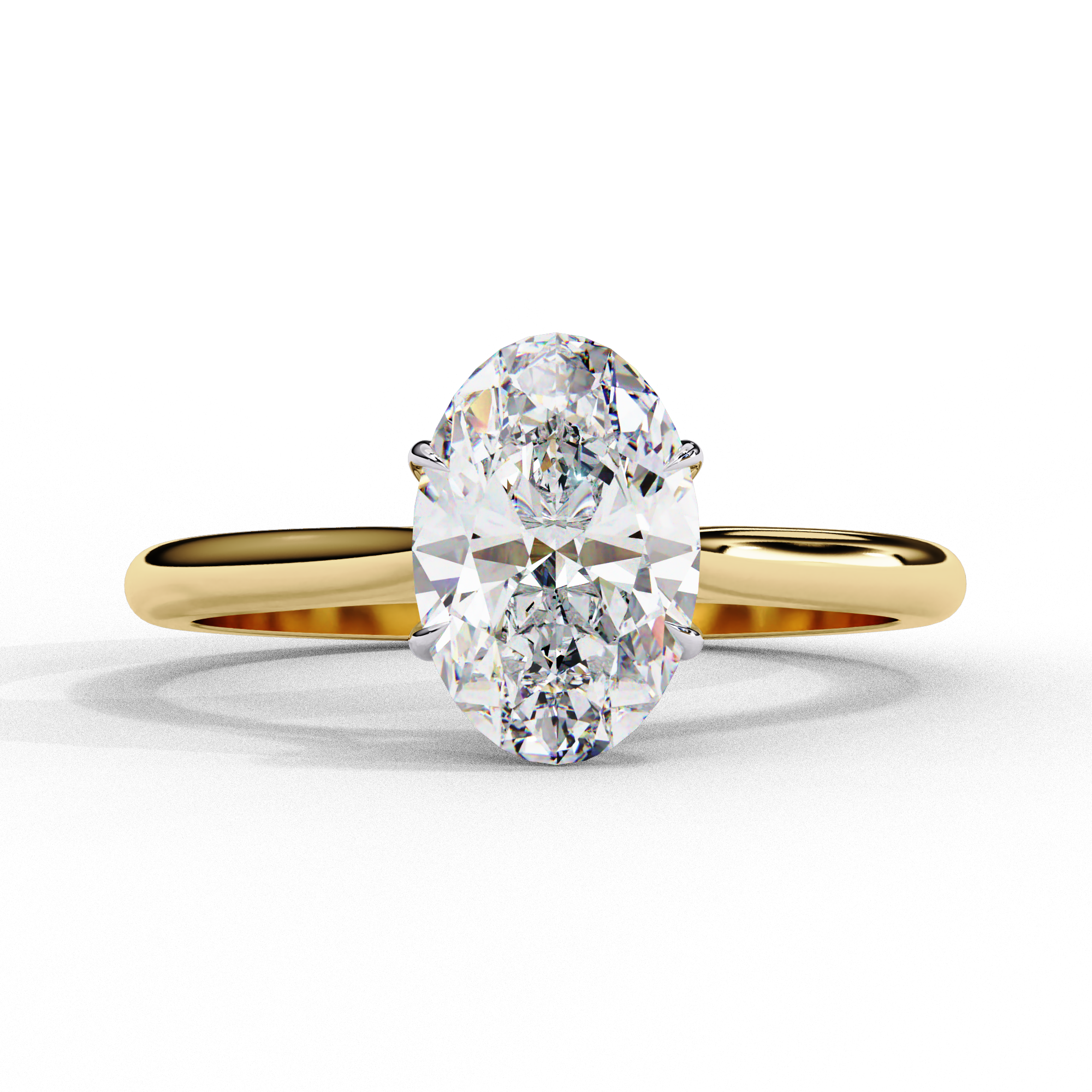 Oval cut diamond engagement ring in yellow gold