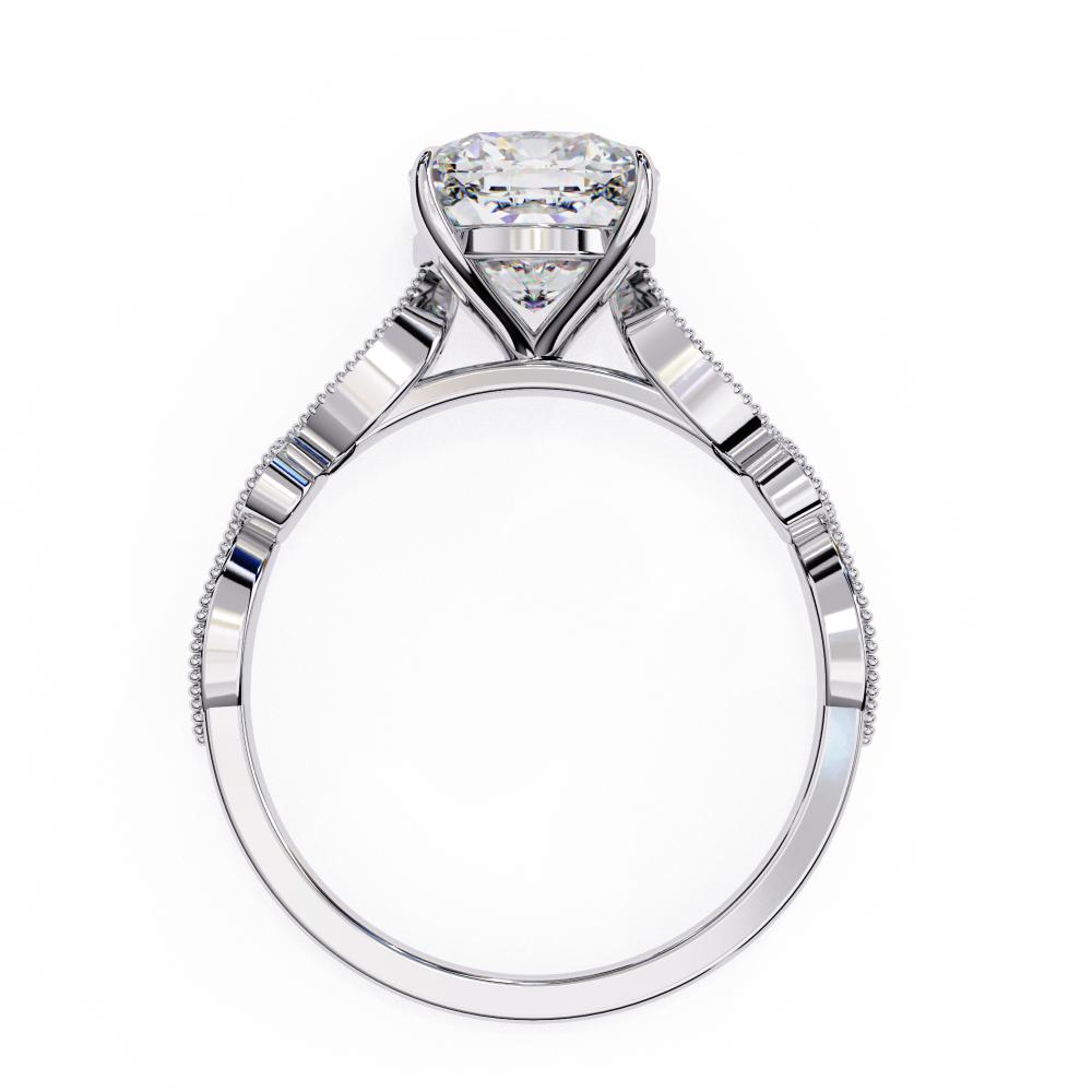 White Gold ring with a solitaire diamond on a white background