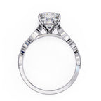 White Gold ring with a solitaire diamond on a white background