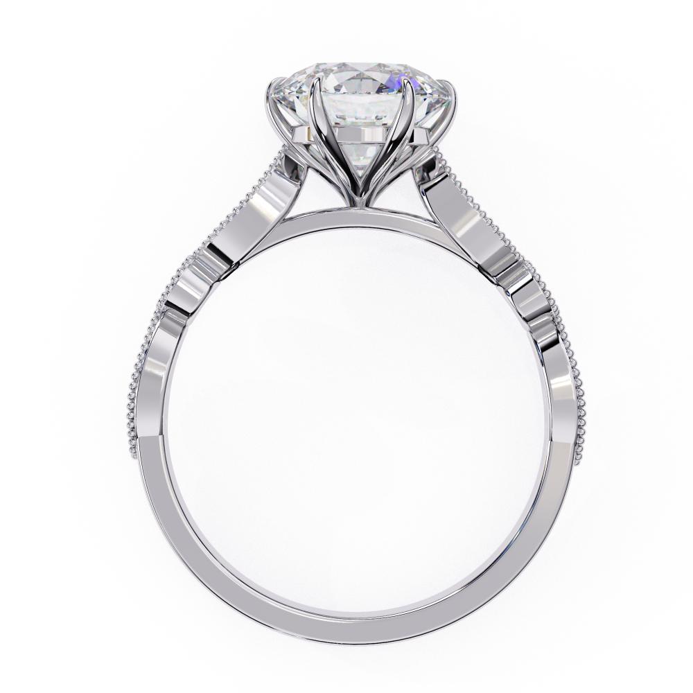 White Gold ring with a solitaire diamond on a white background