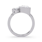 White gold ring with two diamonds on a white background