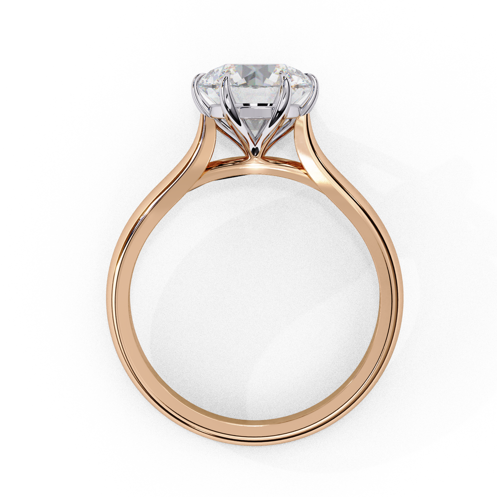 Solitaire diamond ring with Round and polished rose gold finish