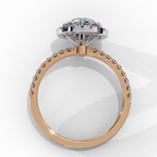 Round brilliant diamond engagement ring with micro pavé rose gold band