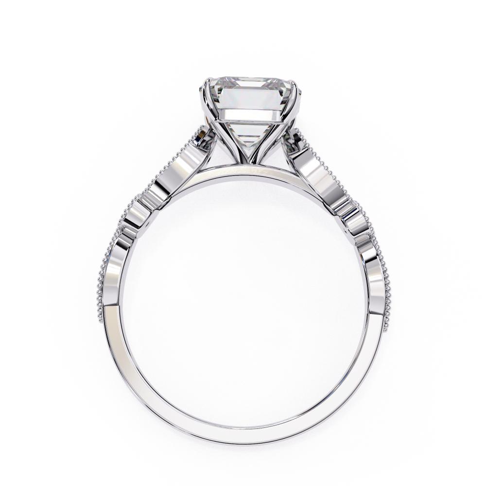 White Gold ring with a solitaire diamond on a white background