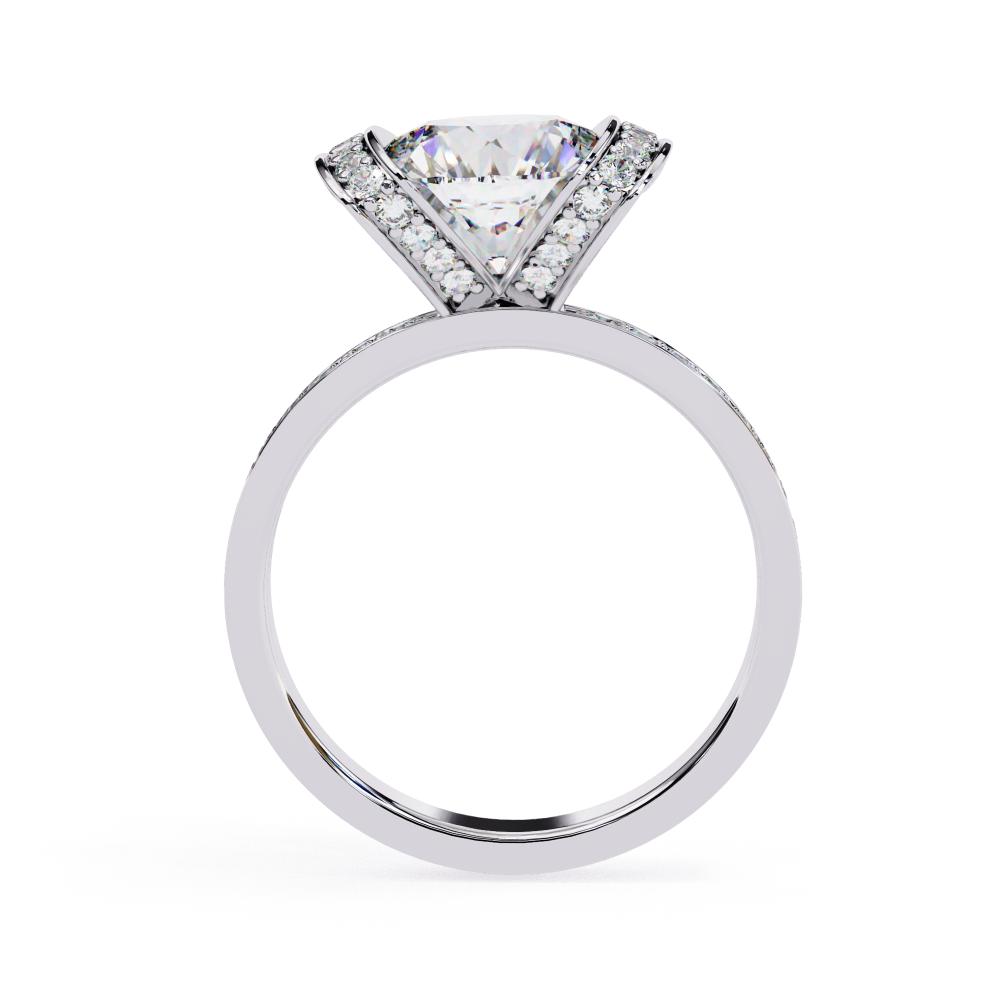 Round Diamond Ring with Double Halo Band in Gold