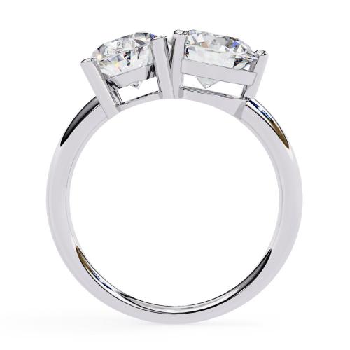 Oval and Round Cut Two-Stone Diamond Ring in Gold