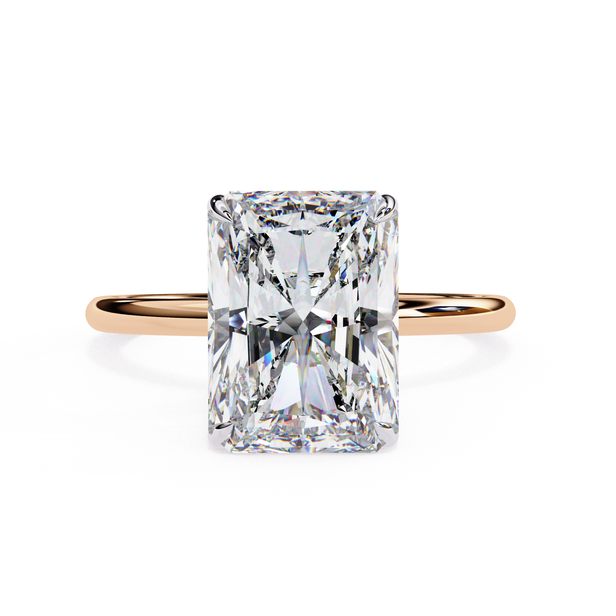 Radiant cut diamond engagement ring in Rose gold