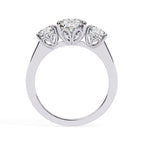 Three-stone cushion cut diamond ring in white gold – affordable engagement ring