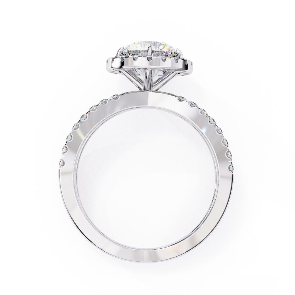 The Round Halo Crossover Engagement Ring in Gold