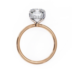 Solitaire diamond ring with Emerald cut and polished rose gold finish