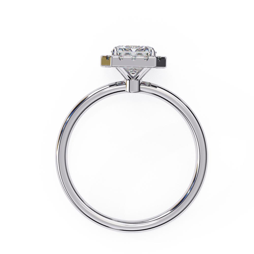 Emerald-Cut Diamond with Round Brilliant Halo Ring in Gold