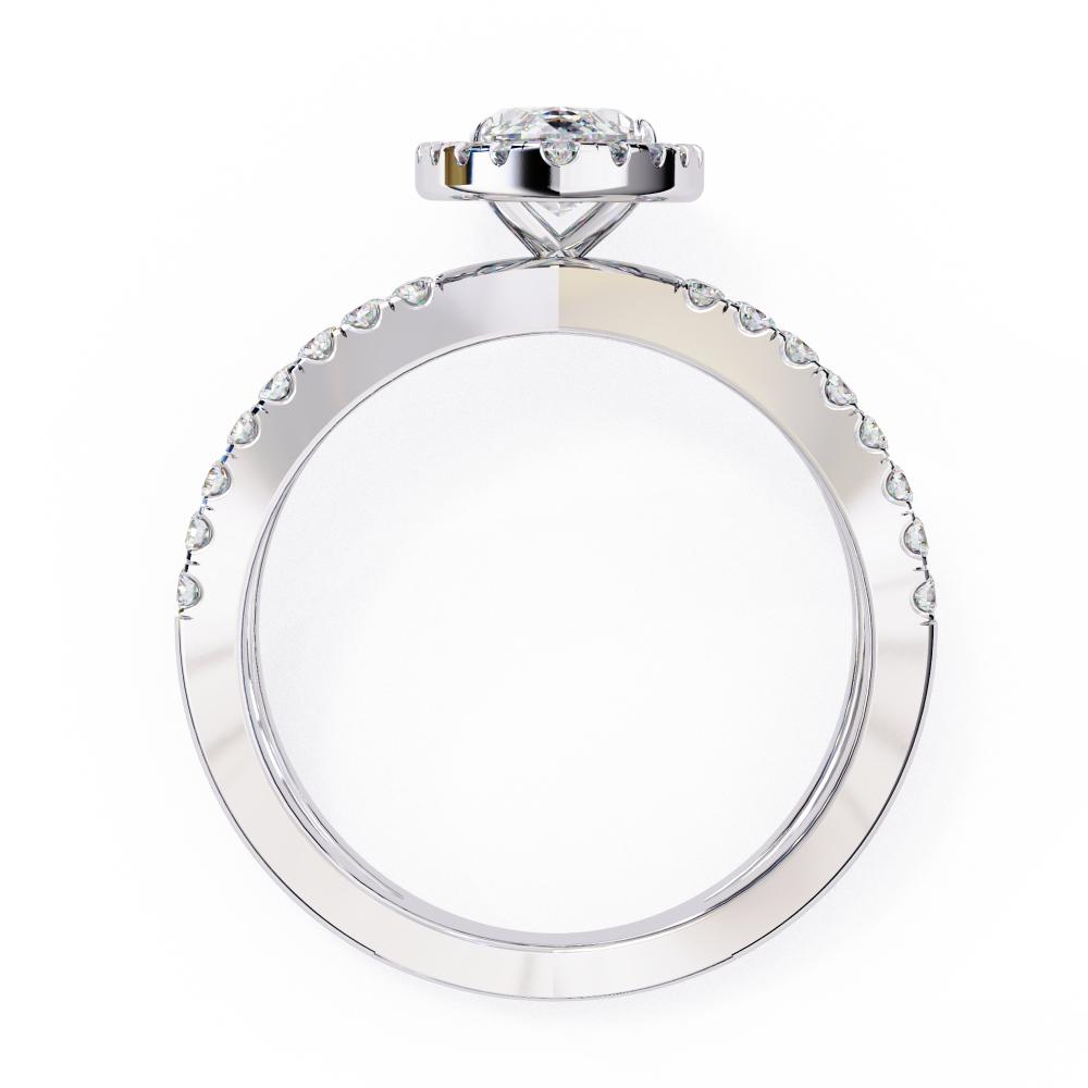 The Marquise Halo Crossover Engagement Ring in Gold