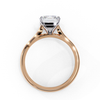 Solitaire diamond ring with Emerald cut and polished rose gold finish