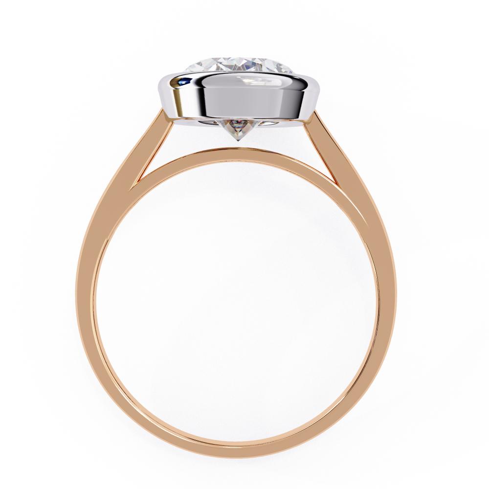 Bezel Floating Oval Solitaire Engagement Ring in Gold