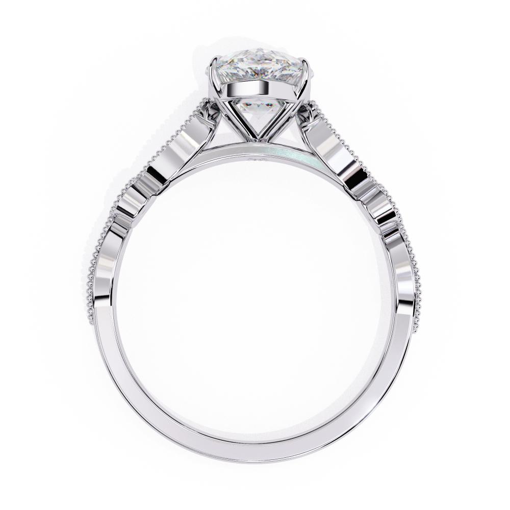 White Gold ring with a solitaire diamond on a white background