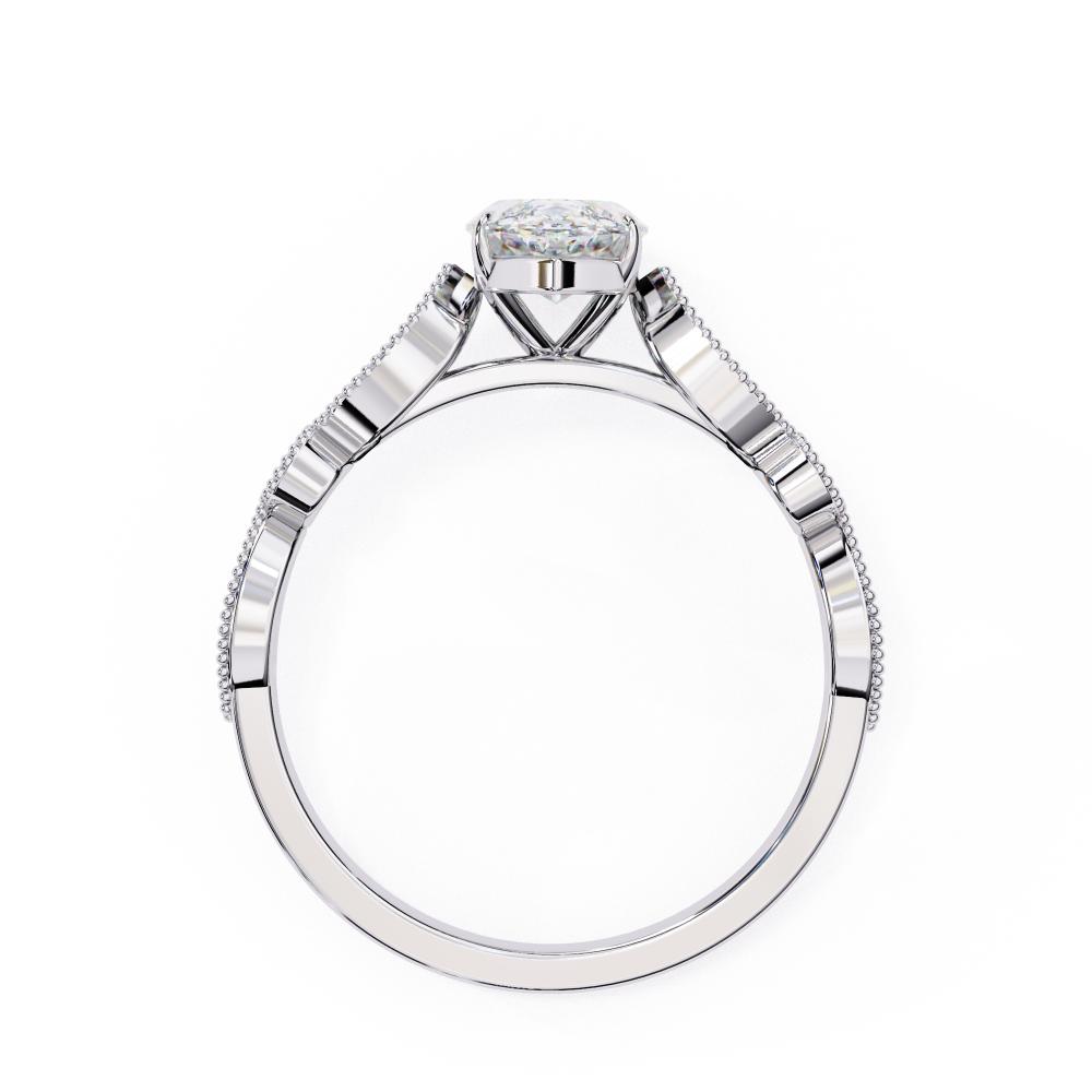 White Gold ring with a solitaire diamond on a white background