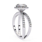 Elegant white gold engagement ring with cushion cut diamond