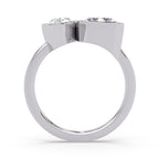 White Gold ring with two diamonds on a white background