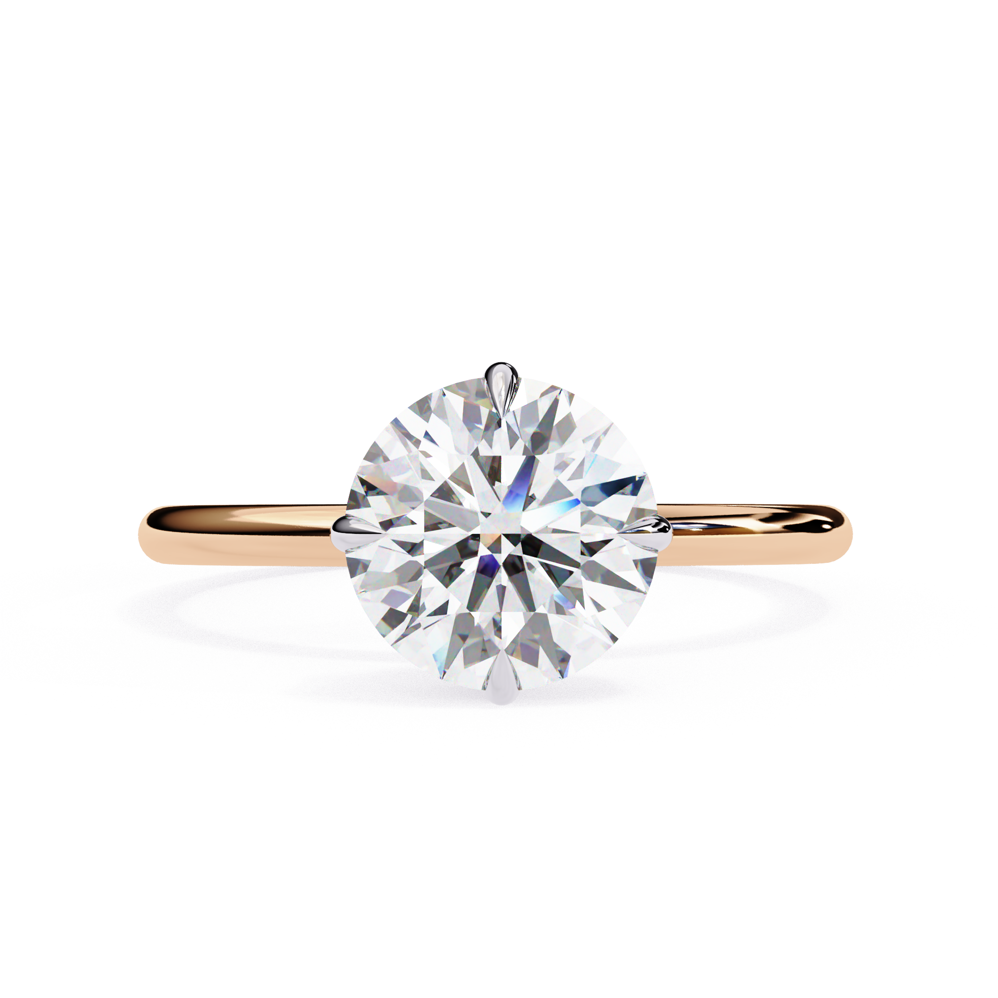 Round diamond engagement ring in Rose gold