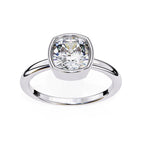 Bezel Cushion Cut Solitaire Diamond Engagement Ring in White Gold