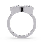 Modern white gold bezel Toi et Moi ring