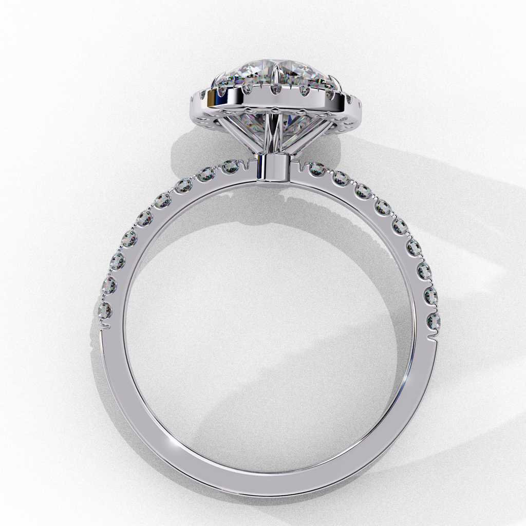 Round brilliant diamond engagement ring with micro pavé gold band