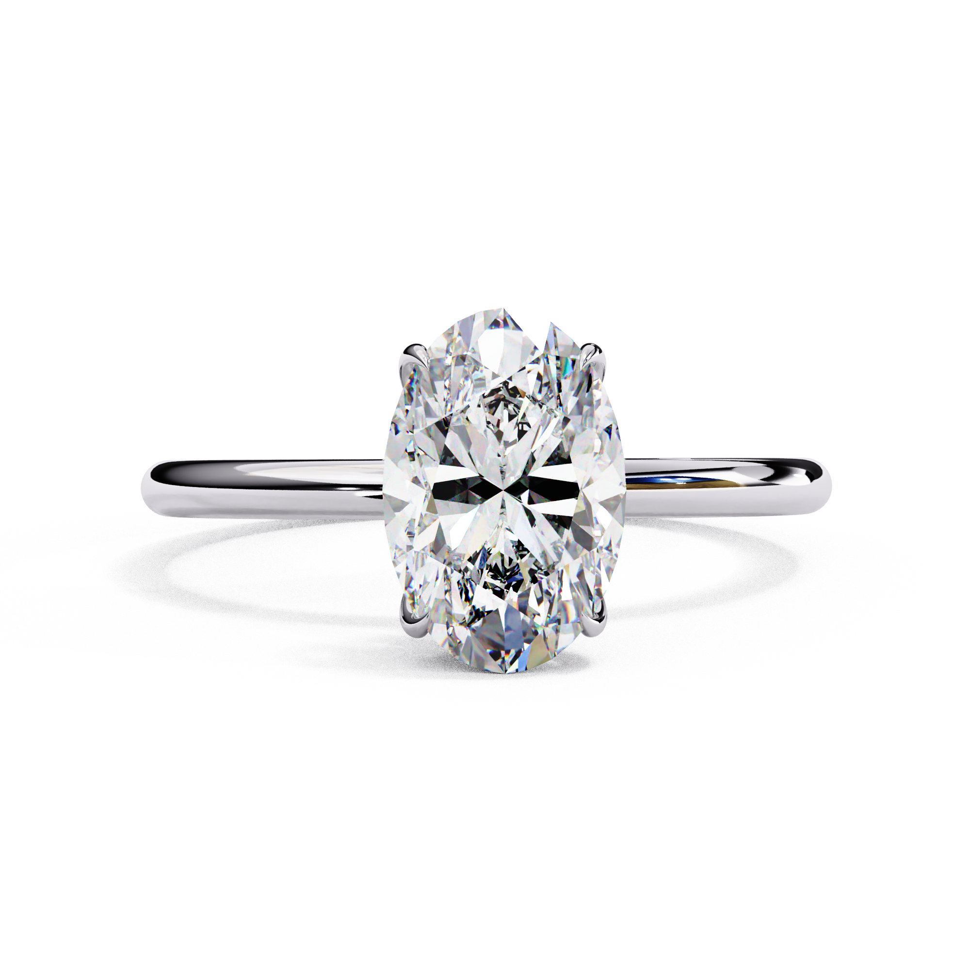 Oval cut diamond engagement ring in White gold
