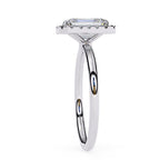 Emerald cut diamond halo engagement ring