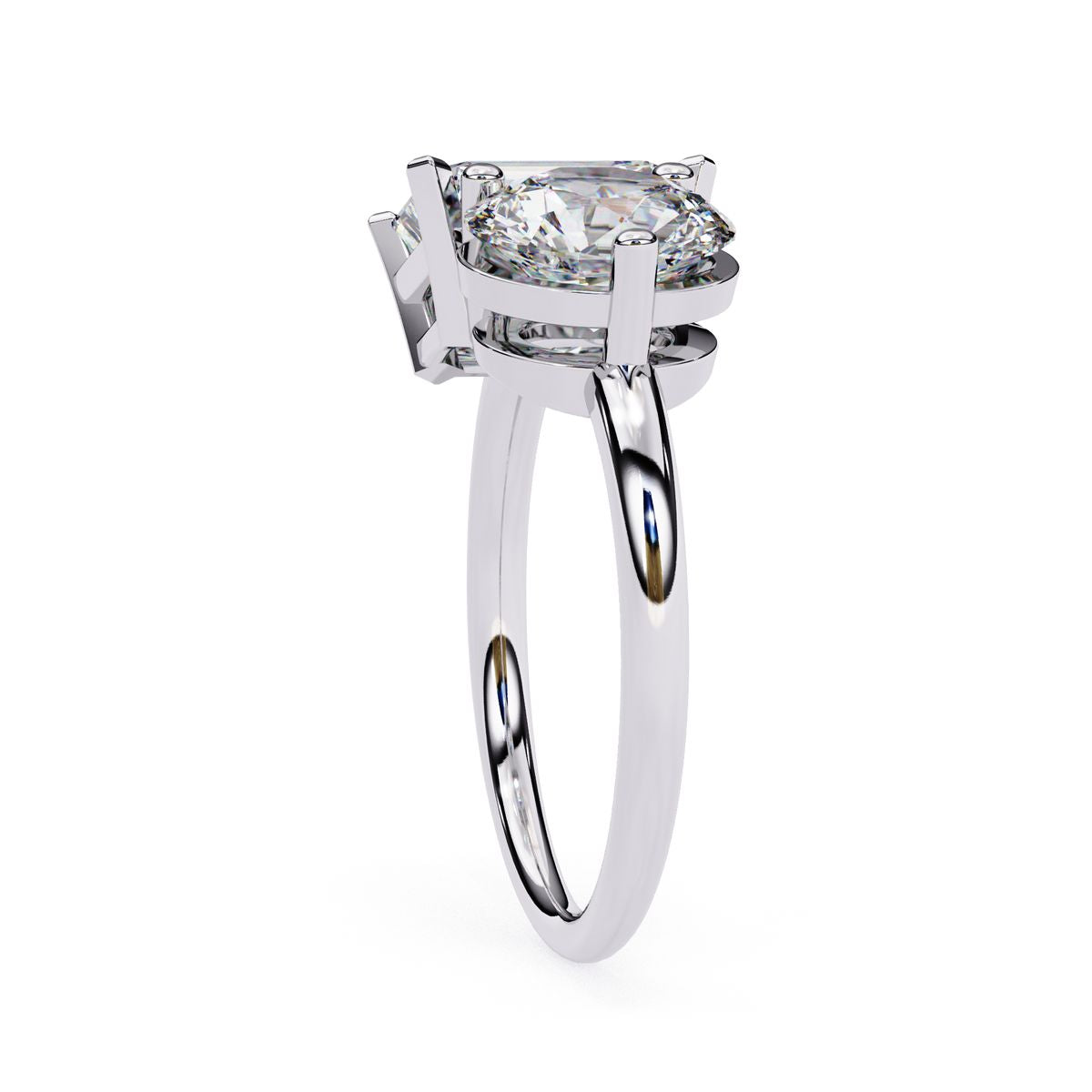 Elegant emerald and round diamond white gold engagement ring design