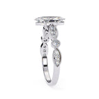 Elegant white gold Milgrain Cathedral engagement ring with marquise diamond