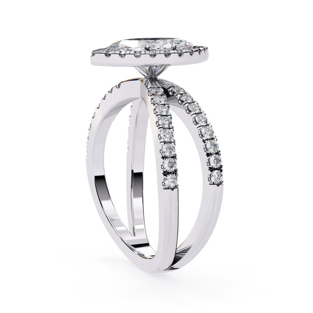 The Marquise Halo Crossover Engagement Ring in Gold