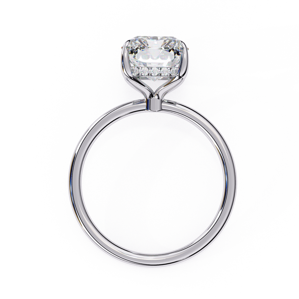 Solitaire diamond ring with Radiant and polished white gold finish
