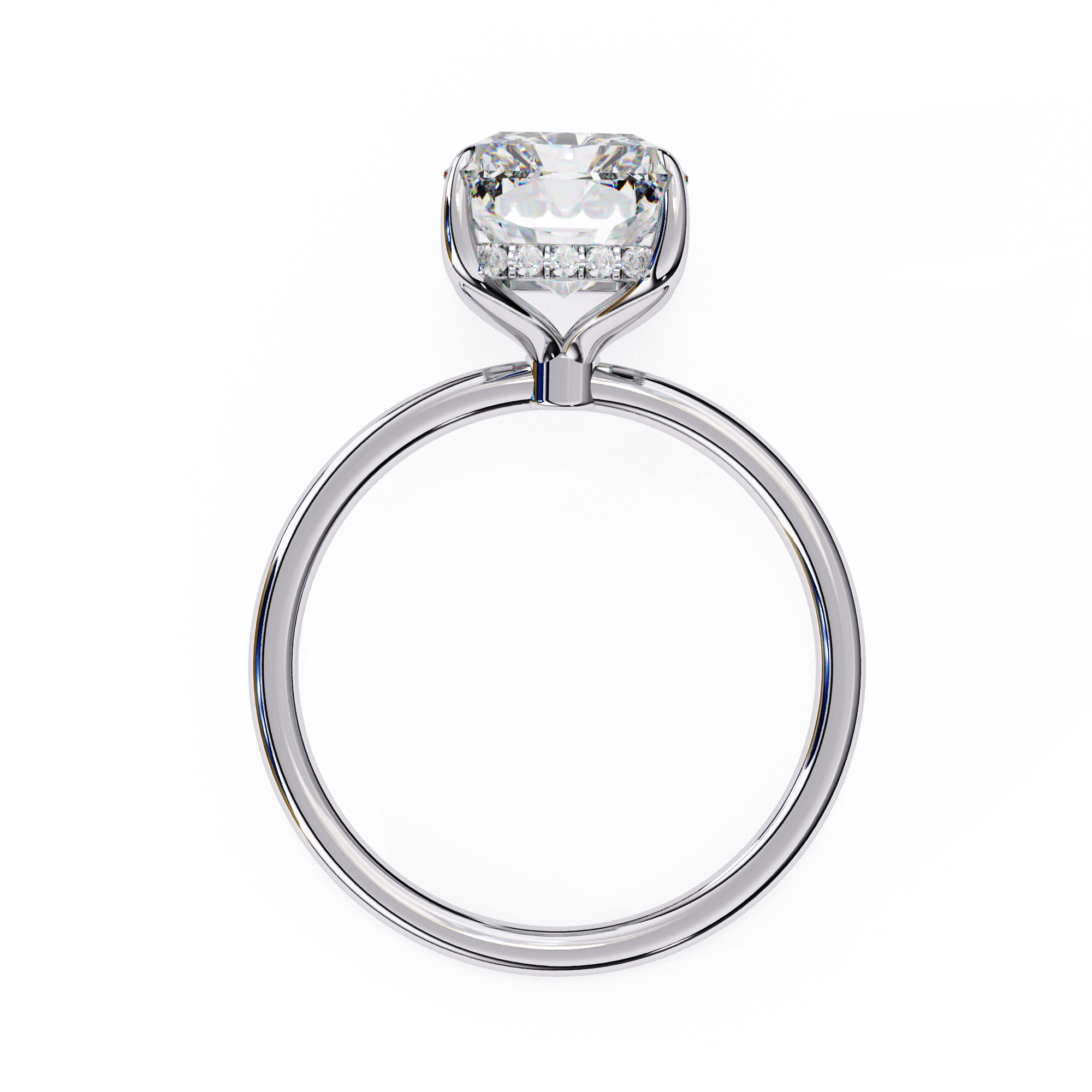 Solitaire diamond ring with Radiant and polished white gold finish