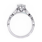 White Gold ring with a solitaire diamond on a white background