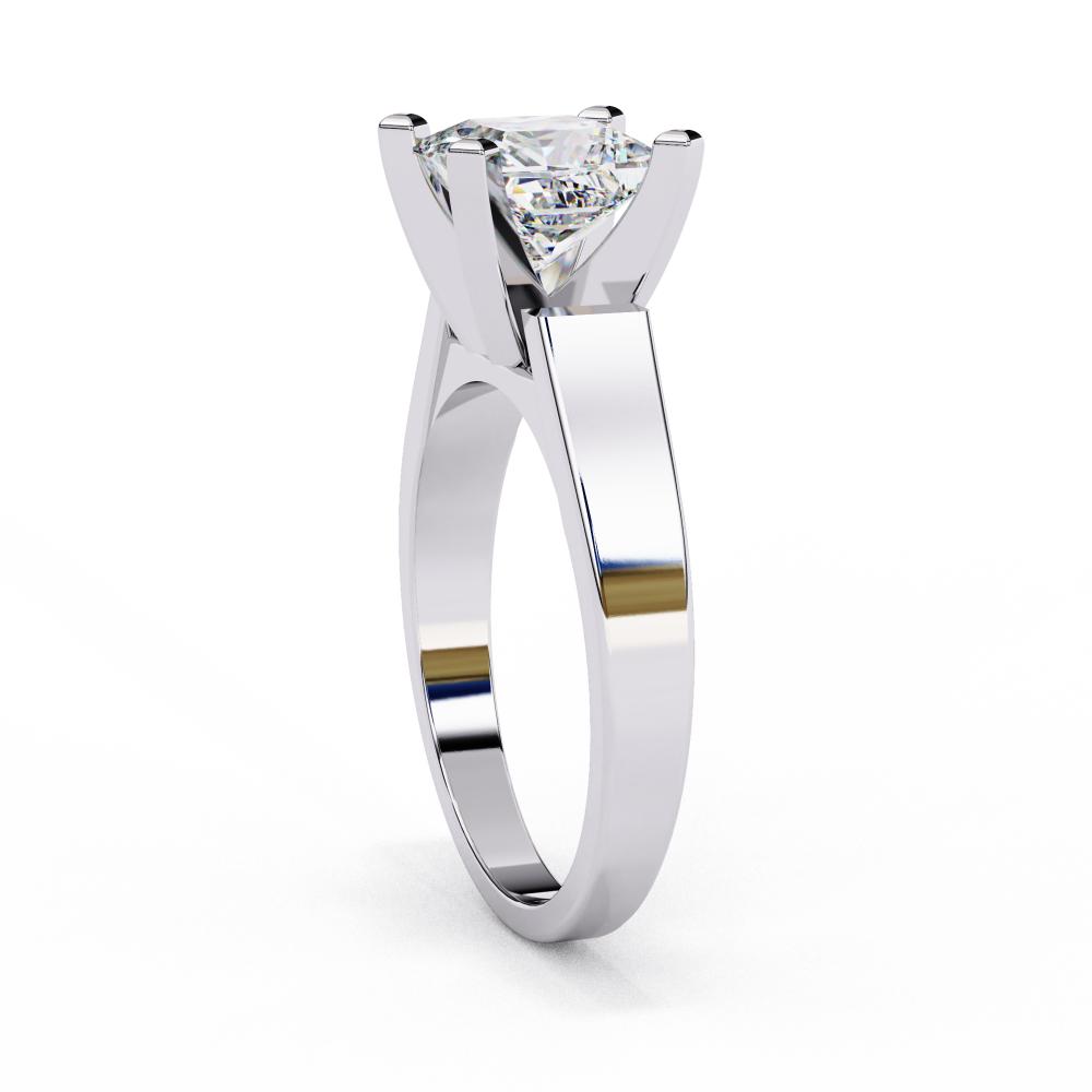Tapered Band Princess Solitaire Engagement Ring in Gold
