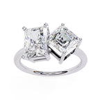 Diamond Engagement Ring for Women with Radiant and Asscher Cut Diamonds 