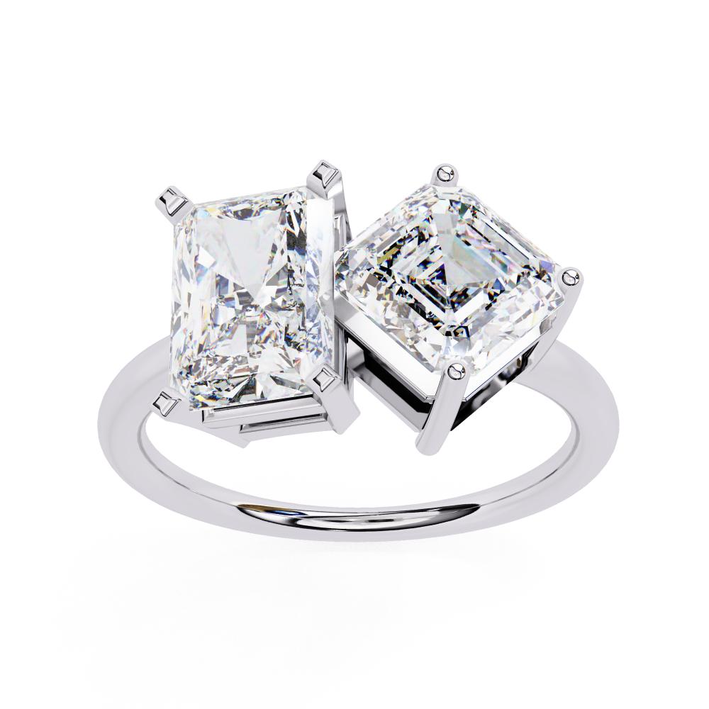 Diamond Engagement Ring for Women with Radiant and Asscher Cut Diamonds 