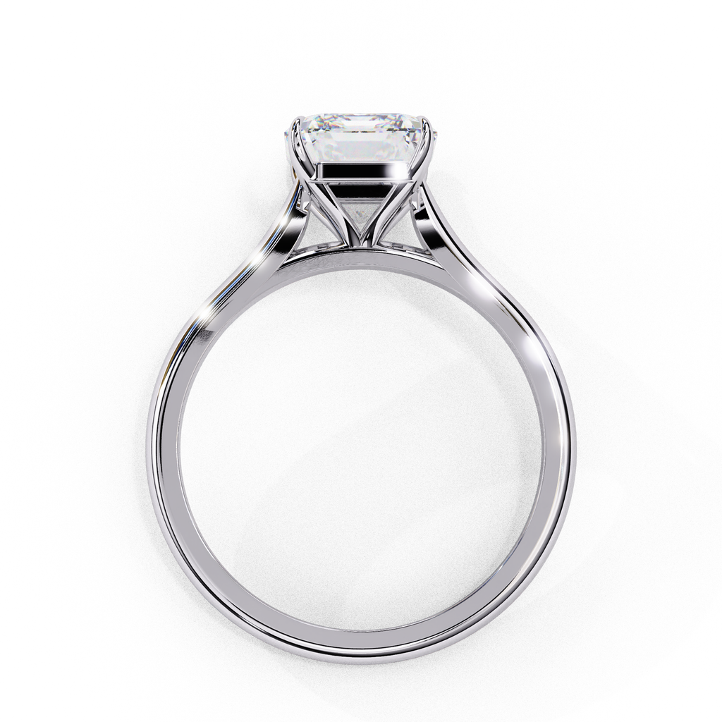 Solitaire diamond ring with Radiant and polished white gold finish