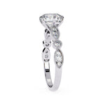 White Gold Milgrain Cathedral engagement ring with solitaire diamond