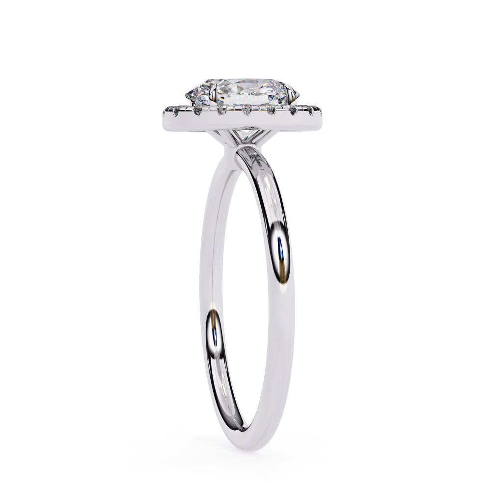 Oval-Cut Diamond with Round Brilliant Halo Ring in Gold
